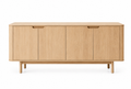 Modern Natural Wood Sideboard Buffet Cabinet with 4 Doors, Mid-Century Storage Cabinet for Living Room, Dining Room & Entryway