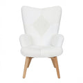 Modern Teddy Fleece Accent Chair with High Back, Upholstered Wingback Armchair, Soft Lounge Chair with Solid Wood Legs for Living Room, Bedroom & Reading Nook