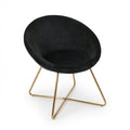 Modern Velvet Accent Chair with Gold Metal Legs, Upholstered Barrel Lounge Chair for Living Room, Bedroom, Vanity & Reading Nook, Black